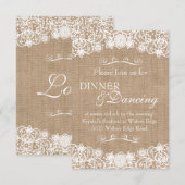 ラスティックカントリーの Burlapレース ウェディングアナウンス 招待状 (正面/裏面)