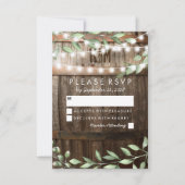 ラスティックカントリーウェディングの出欠確認 | 緑の葉 出欠カード (正面)