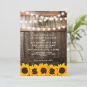 ラスティックカントリーウェディング | ヒマワリのストリングライト 招待状 (スタンド正面)