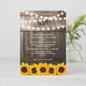 ラスティックカントリーウェディング | ヒマワリのストリングライト 招待状 (スタンド正面)