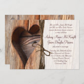 ラスティックカントリーウッドハートツインウェディング招待状 招待状 (正面/裏面)