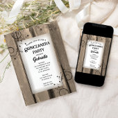 ラスティックカントリーガーデンウッドフラワーキンチェアラパーティー 招待状