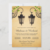 ラスティックカントリーガーデン吊り下げランタン ウェディング 招待状 (正面)