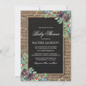 ラスティックカントリークリスマスウィンターベイビーシャワー 招待状 (正面)