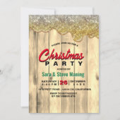 ラスティックカントリークリスマスホリデーパーティー ゴールドドリップス 招待状 (正面)