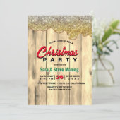 ラスティックカントリークリスマスホリデーパーティー ゴールドドリップス 招待状 (スタンド正面)