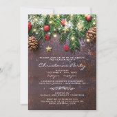 ラスティックカントリークリスマスホリデーパーティー 招待状 (正面)