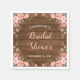 ラスティックカントリー シックな花柄のペーパー スタンダードカクテルナプキン