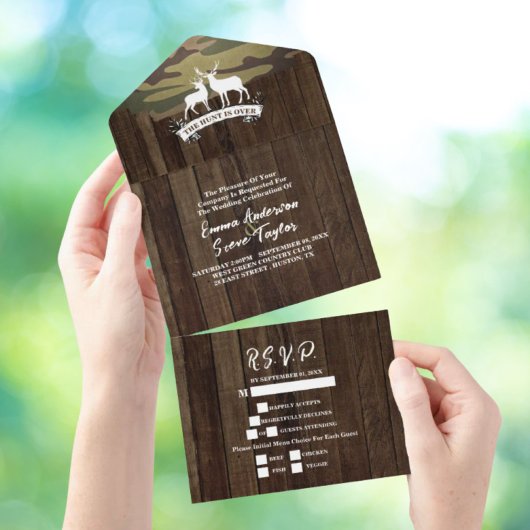 ラスティックカントリー ハント終了 カモフラージュウェディング オールインワン招待状