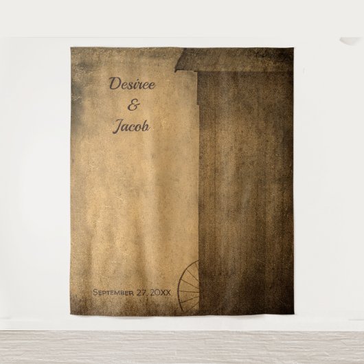 ラスティックカントリー バーン ウエスタン フォトブース ウェディング タペストリー (正面)