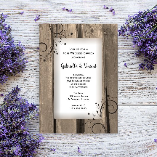 ラスティックカントリー バーン ウッド ポスト ウェディング ブランシュ 招待状