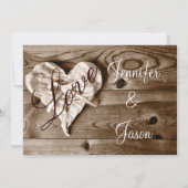 ラスティックカントリー バーン ウッド ラブ ハート ウェディング 招待状 (裏面)