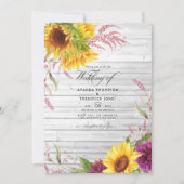 ラスティックカントリー バーン 向日葵 ウェディング フォト 招待状 (正面)