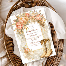 ラスティックカントリー ピオニー ブーツ ベビーシャワー