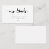 ラスティックカントリー ブラックスクリプト 結婚式の詳細 エンクロージャーカード (正面/裏面)