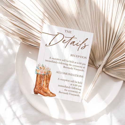 ラスティックカントリー ブーツ&ハット ウェディングシャワー 詳細 エンクロージャーカード
