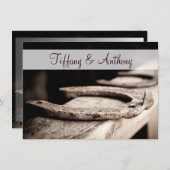 ラスティックカントリー ホースシューズ カウボーイ ウェディング 招待状 (正面/裏面)