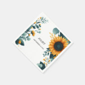 ラスティックガーデングリーンひまわり ブライダルシャワー スタンダードカクテルナプキン (角)