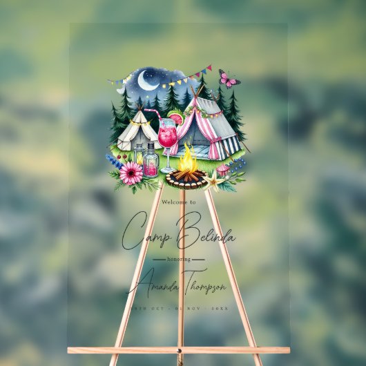 ラスティックキャンプの花嫁透明ウェルカム アクリルサイン (ニュートラル)