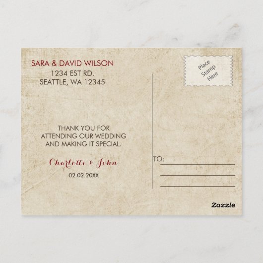 ラスティックキャンプウェディングのお礼 ポストカード (裏面)