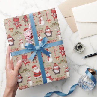 ラスティッククラフトのクリスマスギフト包装紙 ラッピングペーパー