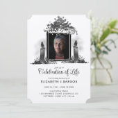 ラスティッククラフトキャンドルの写真による人生のお祝い 招待状 (スタンド正面)