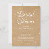 ラスティッククラフトゴールドハーツのコンフェッティ ブライダルシャワー 招待状 (正面)