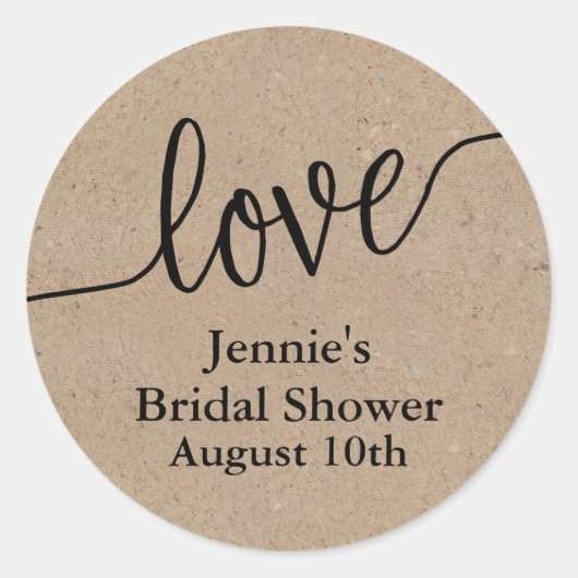 ラスティッククラフトスクリプト ブライダルシャワーフェイバータグ ラウンドシール (正面)