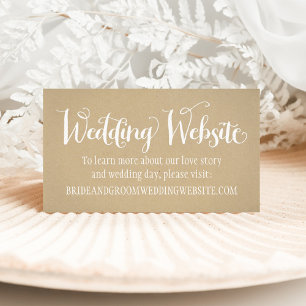 ラスティッククラフト結婚式ホワイトスクリプトウェブサイト エンクロージャーカード
