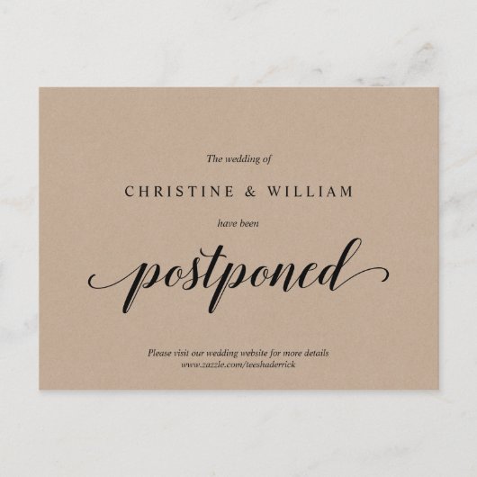 ラスティッククラフト 結婚式招待状延期のお知らせ ポストカード (正面)