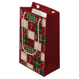 ラスティッククリスマスキルト柄 スモールペーパーバッグ