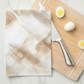 ラスティッククリームブラウンストライプのブライダルシャワー キッチンタオル (四つ折り)