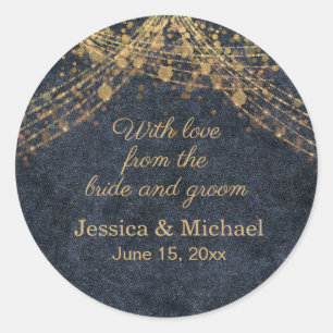 ラスティックグラマーナビーブルーゴールド花嫁花婿 ラウンドシール