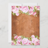 ラスティックグリーンとブッシュピンクの牡丹の結婚式 招待状 (裏面)