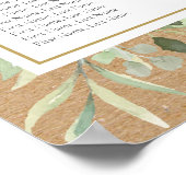 ラスティックグリーンの水彩画ウェディング席次表 ポスター (角)