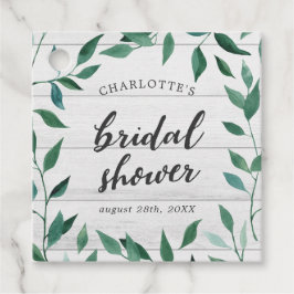 ラスティックグリーンの ブライダルシャワー フェイバータグ