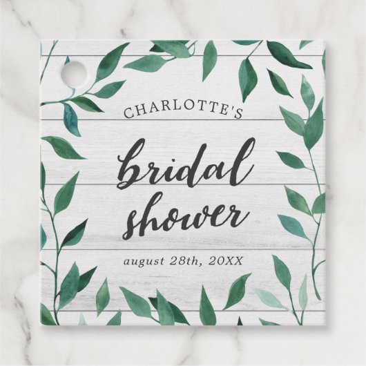 ラスティックグリーンウェディングシャワー フェイバータグ (正面)