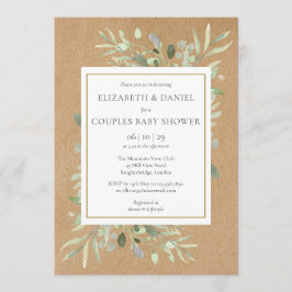 ラスティックグリーンウェディング カップル 男女兼用 シャワー 招待状