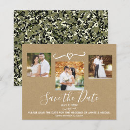 ラスティックグリーンカモフラージュクラフトフォトセーブザデート