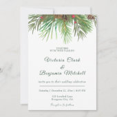 ラスティックグリーンピン cone クリスマスウィンターウェディング 招待状 (正面)