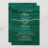 ラスティックグリーンロープハートウェディングレセプション 招待状 (正面/裏面)