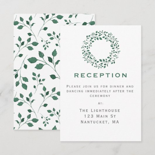 ラスティックグリーンワreath|結婚式の受付案内カード 招待状 (正面/裏面)