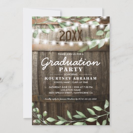 ラスティックグリーン卒業パーティー 招待状 (正面)