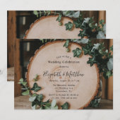 ラスティックグリーン&ウッドスライス ウェディング セレブレーション 招待状 (正面/裏面)