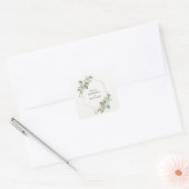 ラスティックグリーン+フェイクシルバーフォイル結婚式の引き出物 スクエアシール (封筒)