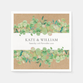 ラスティックグリーン ユーカリ ガーランド ウェディング スタンダードカクテルナプキン