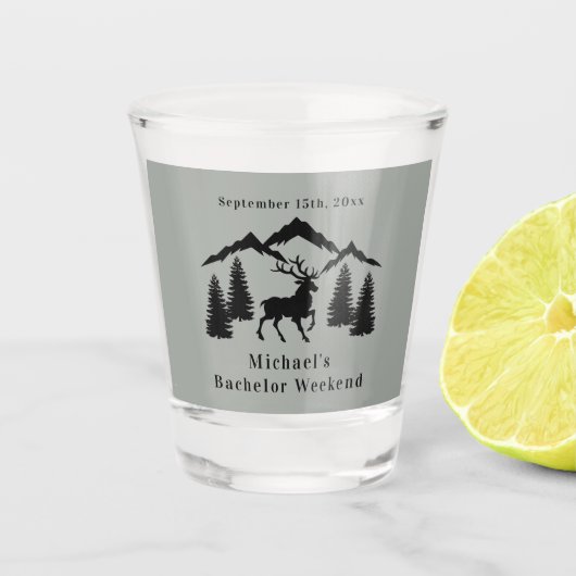 ラスティックグレイの鹿狩り独身最後の週末 ショットグラス (正面)
