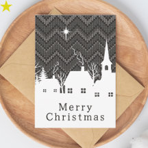 ラスティックグレーシェブロンニットクリスマスビレッジ