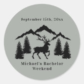 ラスティックグレー鹿狩り独身最後の週末 ラウンドシール (正面)