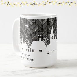 ラスティックグレー クリスマスヴィレッジ チェブロンニット  コーヒーマグカップ